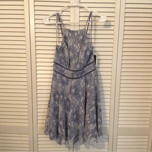 City Triangles NWT Fit & Flare Dress Periwinkle Blue Purple white Ivory Lace 9